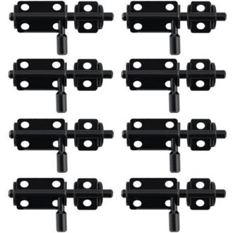 OEM Serratura Per Porte Interne Ed Esterne - Set Di 8 Chiavistelli In Acciaio Inox Nero, Pratici Per Armadi, Cassetti E Giardini