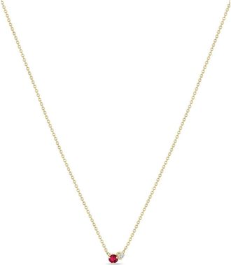 Zo&euml; Chicco 14K Gold Mixed Stone Pendant Necklace in Yellow Gold/Ruby at Nordstrom, Size 16