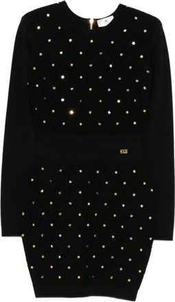Elisabetta Franchi Embellished Knit Dress - Dames - Korte kleedjes - Zwart - XS - Kleedjes
