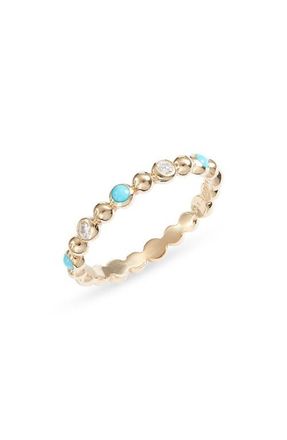 Anzie Dew Drop Étoile Diamond & Turquoise Ring in Gold at Nordstrom, Size 6