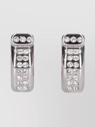 Ferragamo crystal hoop earrings two-tone finish