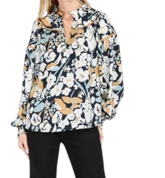 Jade Yoga Trimmed Top In Fall Bloom