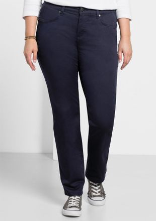 Sheego Stretch-Hose SHEEGO, Damen, Gr. 40, Normalgr&ouml;ssen, blau (marine), 97% Baumwolle, 3% Elasthan, unifarben, Hosen Stretch-Hose