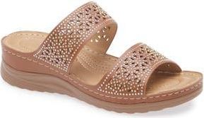 Eddie Marc Rhinestone Studded Wedge Sandal in Brown at Nordstrom Rack, Size 11
