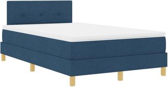 vidaXL Box Spring Bed with Mattress Blue 120 x 190 cm Fabric vidaXL