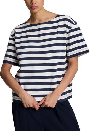 Kenneth Cole Boat Neck Boyfriend Stripe T-Shirt