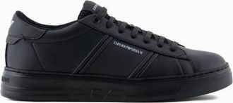 Emporio Armani Leather Sneakers With Logo Detail, Brand Size 10 ( US Size 11 )