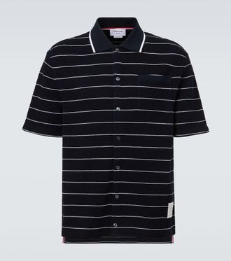 Thom Browne Polo in cotone e lino a righe