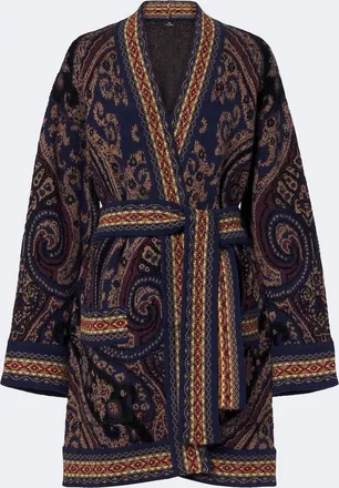 Etro Jacquard wool-blend wrap cardigan