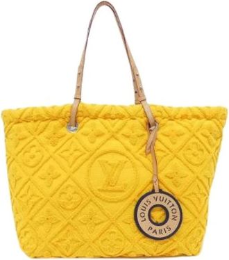 Louis Vuitton Pre-owned LV By The Pool Tote Jacquard Cotton Tote Bag - Dames - Vintage Shopper - Geel - ONE Size - Katoen - Vintage