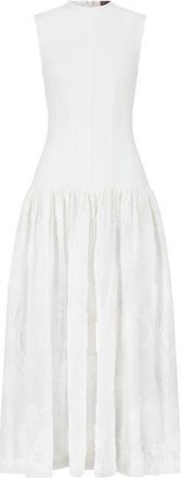 Lela Rose Ribbon Embroidered Cotton Combo Dress in White at Nordstrom, Size Small