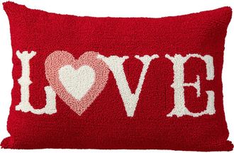 Glitzhome 18L Valentines Hooked LOVE Pillow in Red at Nordstrom, Size Medium