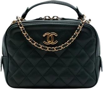 Chanel Pre-owned Vintage Quilted Satchel - Dames - Vintage Handtas - Groen - ONE Size - Leer - Vintage