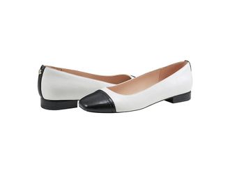 Bandolino Taprinz Womens Flat Shoes Cream/Black : 5.5 M, Leather/Suede