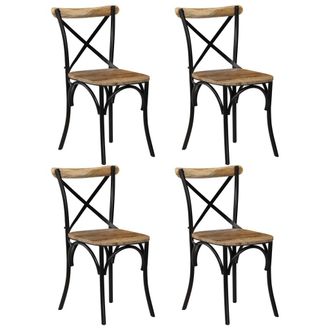 vidaXL Vidaxl Sedie A Croce 4 Pz Nere In Legno Massello Di Mango