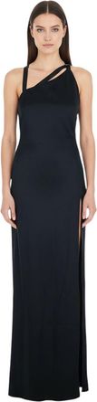 The Attico Black One Shoulder Maxi Dress