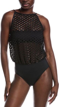 Carmen Marc Valvo High-Neck One-Piece