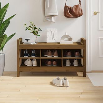 vidaXL Banco De Recibidor Madera Maciza Pino Marr&oacute;n Miel 110x40x60 Cm Vidaxl