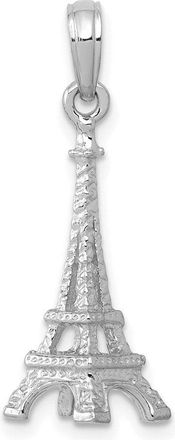 Diamond2Deal 14k White Gold Solid Polished 3-D Eiffel Tower Charm Pendant