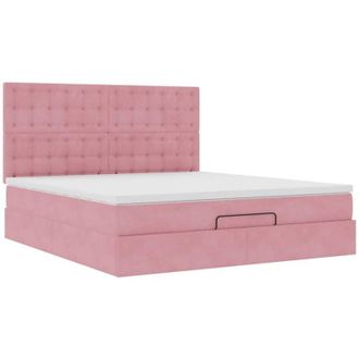 vidaXL Estructura De Cama Otomana Colchones Terciopelo Rosa 180x200cm Vidaxl