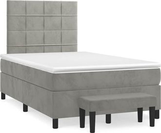 vidaXL Vidaxl - Cama Box Spring Con Colch&oacute;n Terciopelo Gris Claro 120x190 Cm