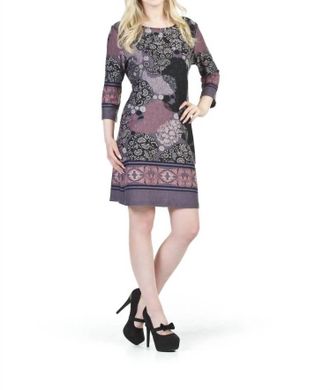 Papillon Paisley Print Sweater Dress In Purple