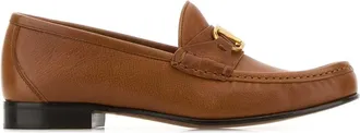 Valentino Garavani Brown Leather V Logo Loafers