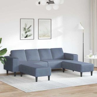 vidaXL vidaXL Divano in tessuto con cuscino Blu Tessuto in velluto a coste