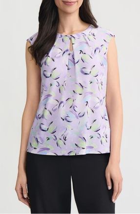 Kasper Floral Keyhole Sleeveless Top in Lavndr Mist Mlt at Nordstrom, Size X-Small