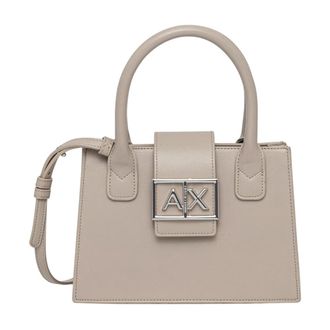 A|X Armani Exchange Logo-plaque Tote Bag - Dames - Tassen - Beige - Maat: ONE Size Poliester