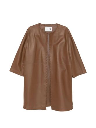 Manzoni24 Nappa Coat With Saddle Stitch And Side Slits