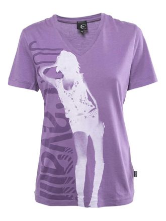 Cavalli T-shirt con scollo a V - Viola