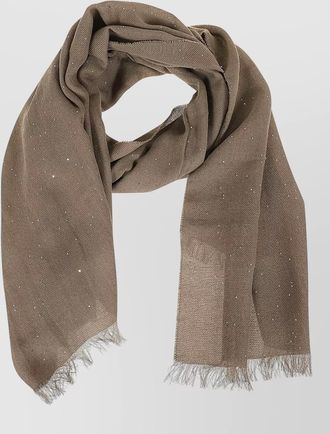 PESERICO cotton twill rectangular stole sparkling sequins fringe