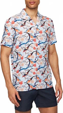 Orlebar Brown Hibbert Flight Of Fantasy Shirt In Light Island Sky