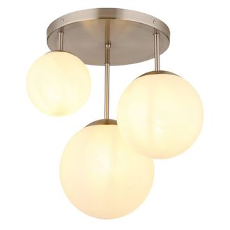 Netlighting Kop Cluster Ceiling Light Nickel 3x E27 Alabaster Glass Shade in Grey