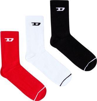 Diesel Three-pack ribbed socks with D logo - Socks - Man - Multicolor