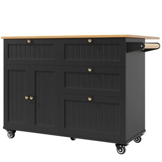 Urban Meuble Carritos de cocina escandinavos extensibles de mdf negro con ruedas