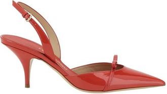 Ferragamo Pumps, female, Red, 5 1/2 UK, Elongated Toe Ornament Pumps with Slingback