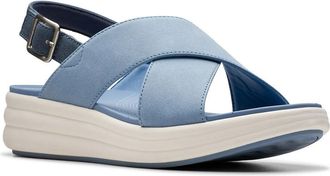Clarks Womens Drift Sun Wedge Sandal, Denim Synthetic, 7.5 UK Wide