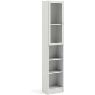 Dmora Dmora - Estante Para Libros Greg, Estante De Oficina, Porta Libros M&oacute;vil, Biblioteca, 41x28 H203 Cm, Blanco