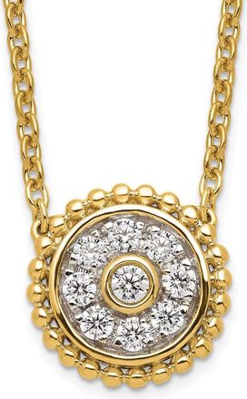 Diamond2Deal 14K Yellow Gold 1/3 Ct Lab Grown Diamond Circle Pendant Necklace 18 Clarity VS, Color G-H