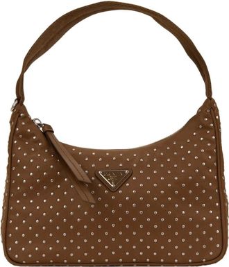 Prada Shoulder Bags, female, Brown, Size: ONE SIZE Rhinestone-Embellished Shoulder Bag