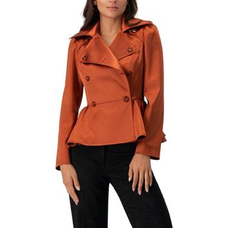 Ivonne Short Double-Breasted Trench Coat in Chedron at Nordstrom, Size 10