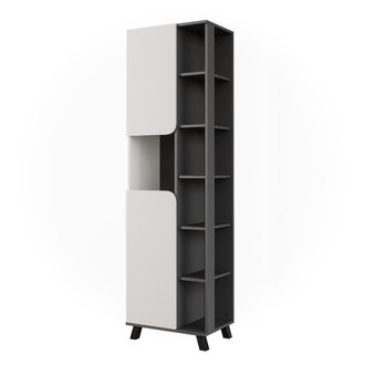 Vicco Armario Alto Karen, Antracita/blanco, 50 X 175 Cm Con 2 Puertas