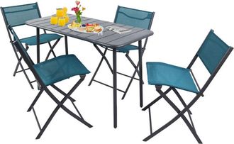 VCM 5pcs Muebles de jardín Set Grupo de asientos Grupo de comedor 1xMesa, 4x Sillas Mesa Dimensiones aprox. al. 72 x an. 110 x p. 55 cm Barra