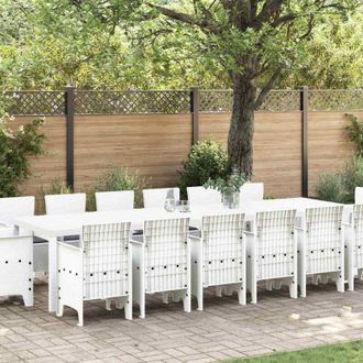 vidaXL Conjunto De Comedor De Jard&iacute;n 15 Pcs Blanco Ratan Polt Vidaxl
