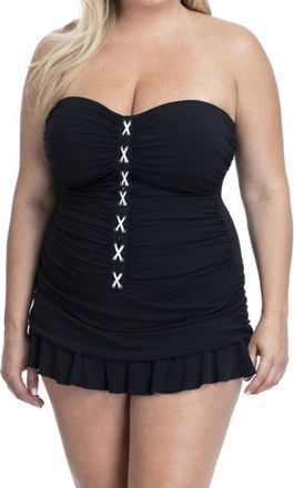 Gottex Moto Bandeau Strapless Swimdress - Plus In Pro Black And White