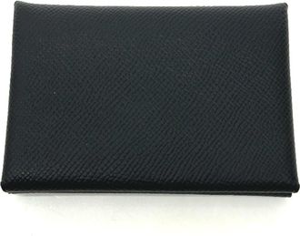 Herm&egrave;s Black Epsom Leather Coin Purse/Coin Case (Pre-Owned)