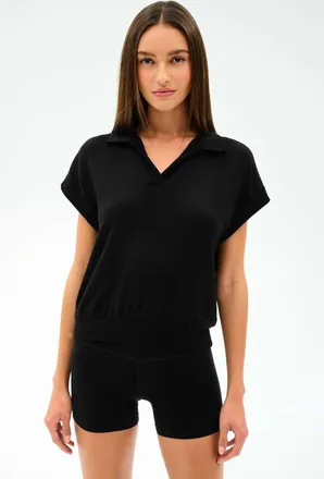 SPLITS59 Evie Sleeveless Polo In Black