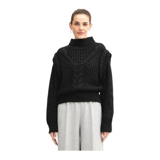 HUGO BOSS Fasta Knit Sweater - Dames - Coltruien - Zwart - S - Wol - Truien & Vesten